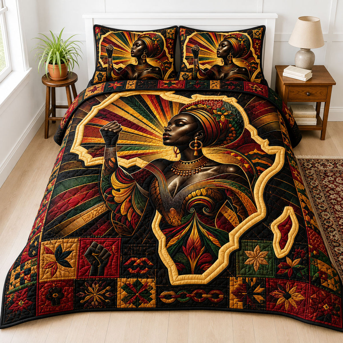 African Empowerment 3-Piece Quilted Bedding Set GFTOHNL215