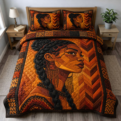 Golden Kente Queen 3-Piece Quilted Bedding Set GFTOHNL216