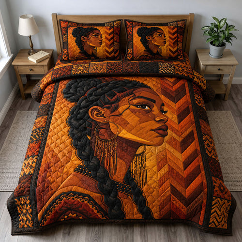 Golden Kente Queen 3-Piece Quilted Bedding Set GFTOHNL216