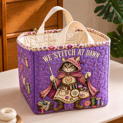 Stitching At Dawn Quilted Storage Basket GFTOHNL2172