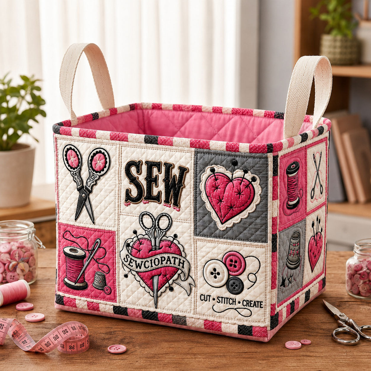 Sewciopath Creative Quilted Storage Basket GFTOHNL2176