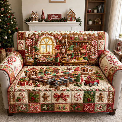 Santa Candy Workshop Quilted Sofa Cover GFTOHNL2214