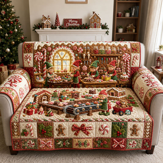 Santa Candy Workshop Quilted Sofa Cover GFTOHNL2214