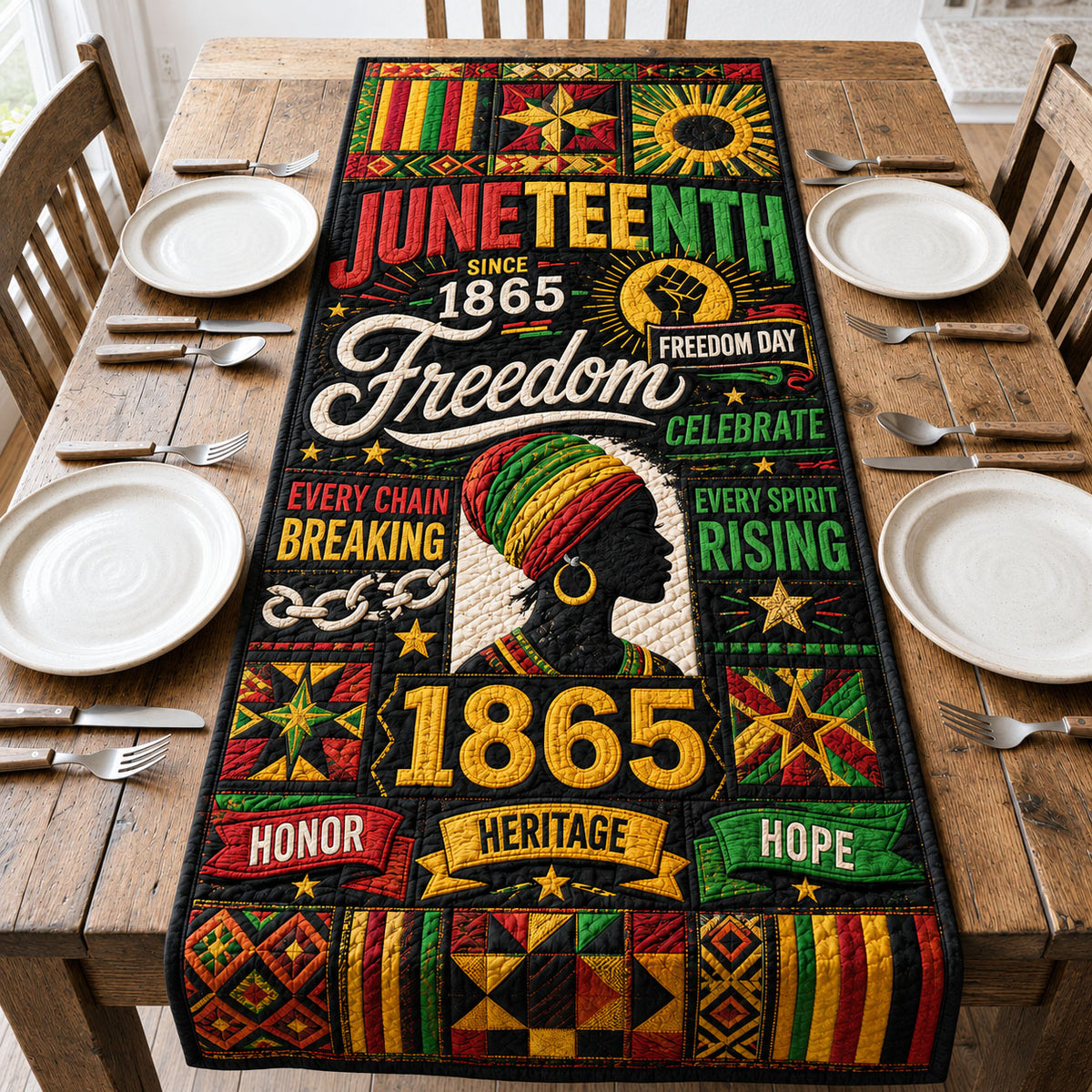 Freedom Day Heritage Quilted Table Runner GFTOHNL223