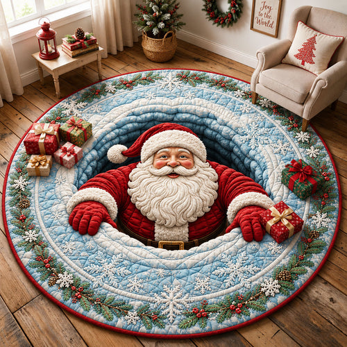 Santa Frosty Welcome Quilted Round Mat GFTOHNL2234