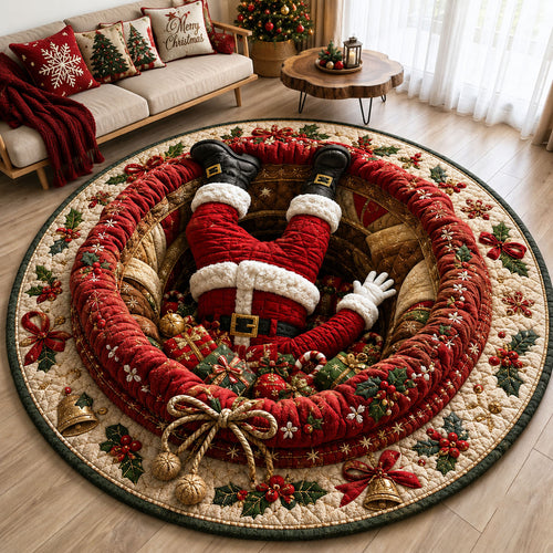 Santa Gift Sack Surprise Quilted Round Mat GFTOHNL2235
