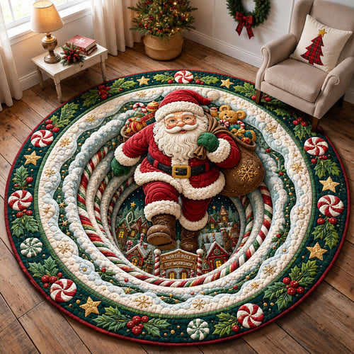 Santa Candy Lane Journey Quilted Round Mat GFTOHNL2236