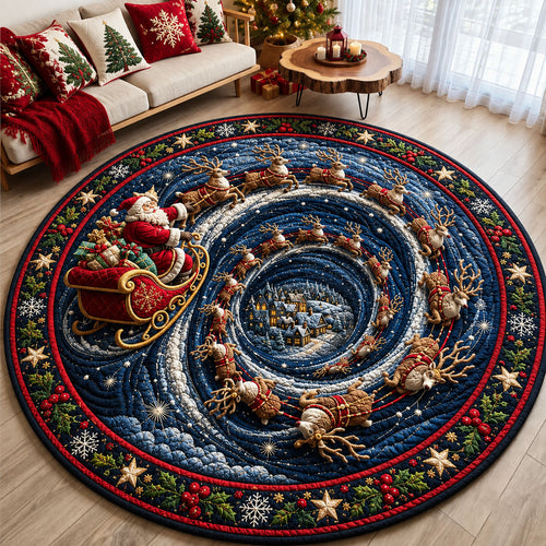 Santa Starry Sleigh Ride Quilted Round Mat GFTOHNL2237