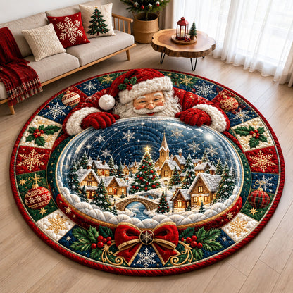 Santa Snow Globe Wonder Quilted Round Mat GFTOHNL2239