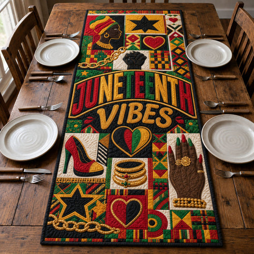 Juneteenth Vibes Patchwork Quilted Table Runner GFTOHNL224