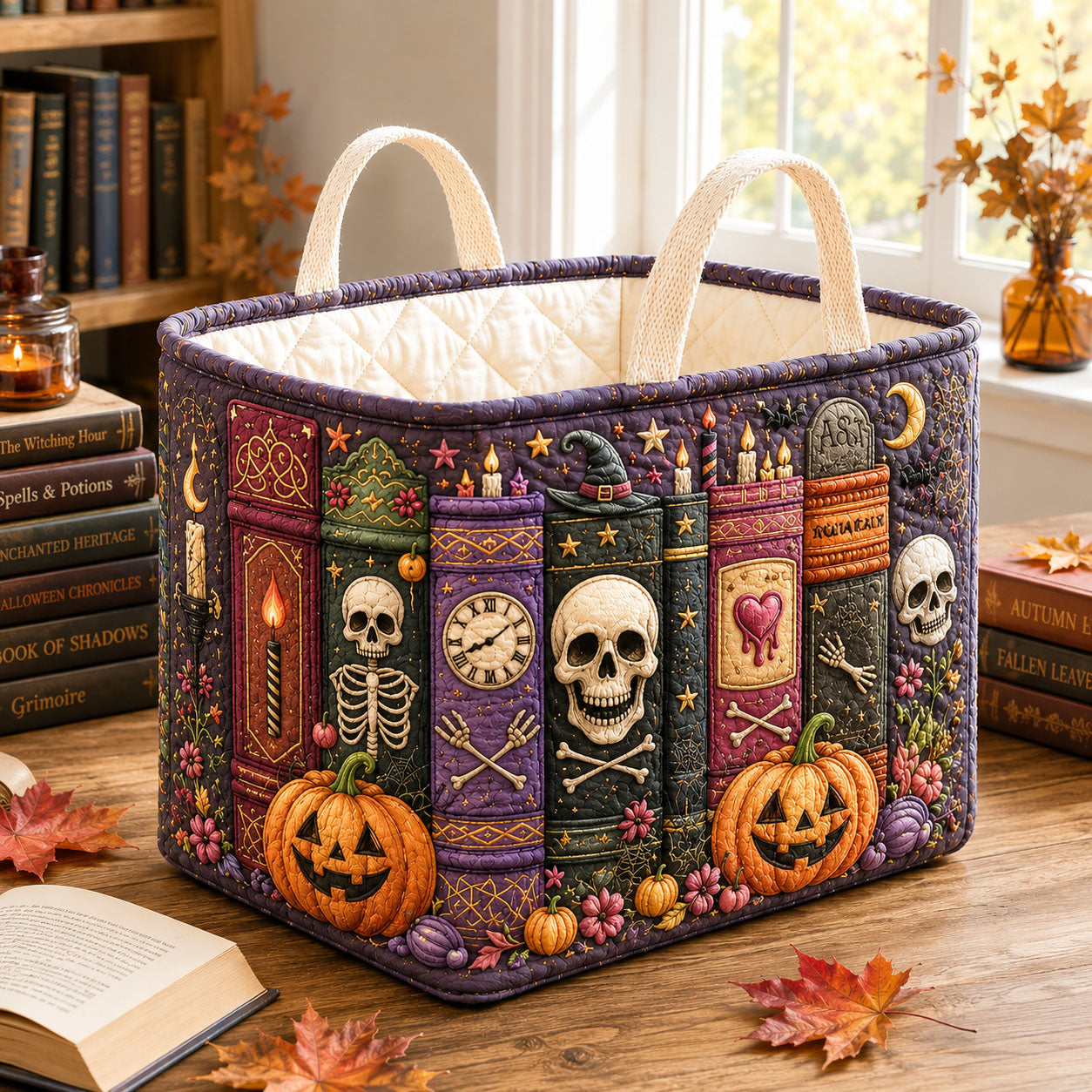 Haunted Library Tales Quilted Storage Basket GFTOHNL2241