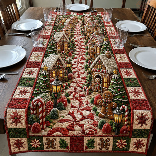 Gingerbread Christmas Village Quilted Table Runner GFTOHNL2278
