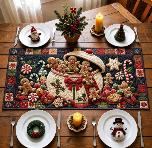 Gingerbread Cookie Jar Christmas Quilted Table Runner GFTOHNL2280