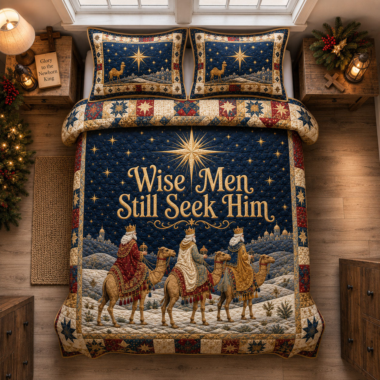 Wise Men Under The Holy Star 3-Piece Quilted Bedding Set GFTOHNL2287