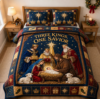 Three Kings One Savior 3-Piece Quilted Bedding Set GFTOHNL2289