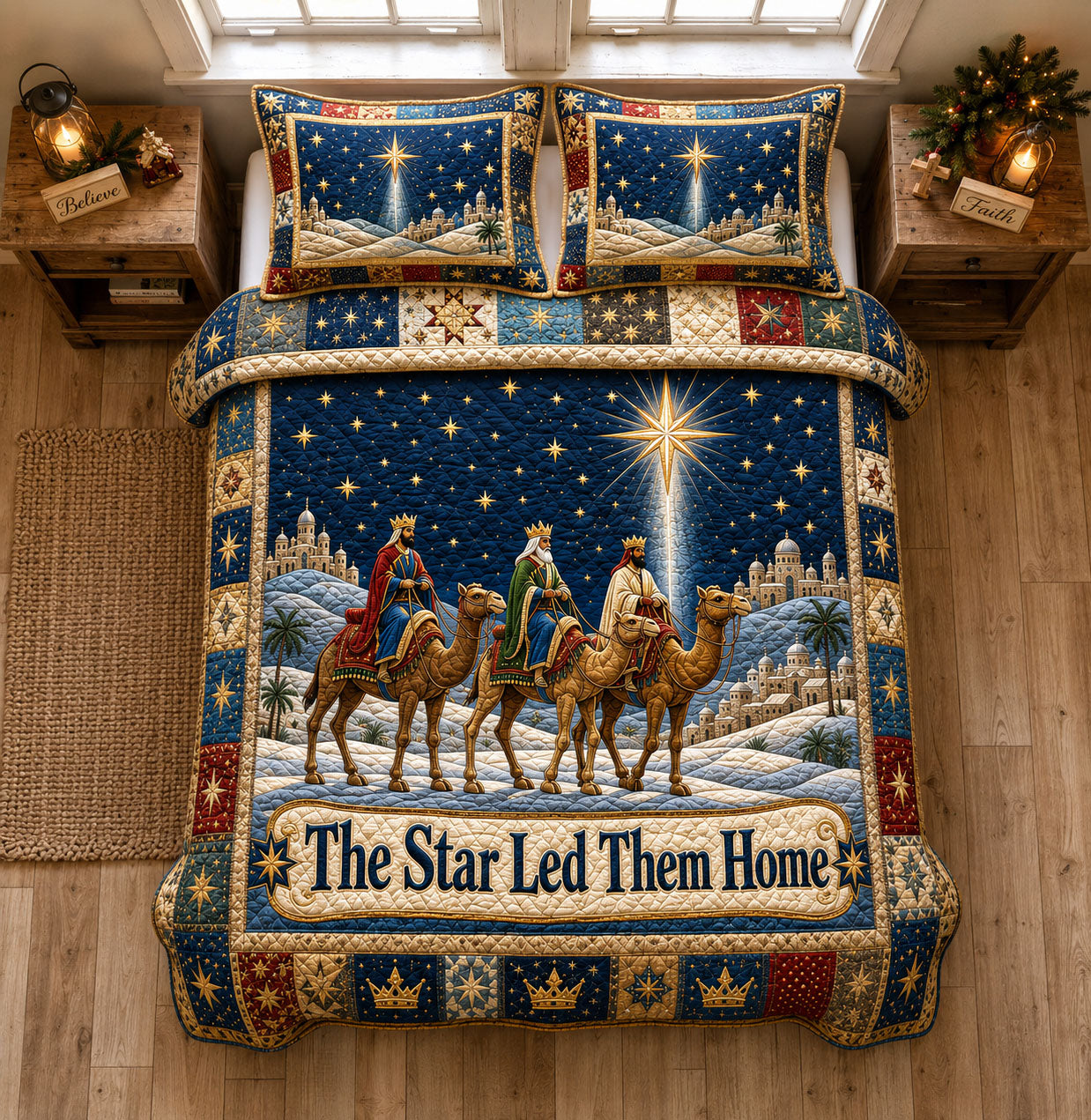 The Star Led Them Home 3-Piece Quilted Bedding Set GFTOHNL2290