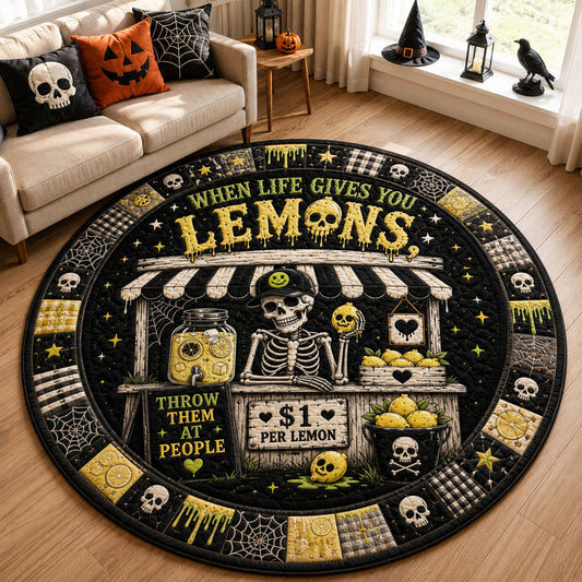 Skeleton Lemon Stand Quilted Round Mat GFTOHNL2321