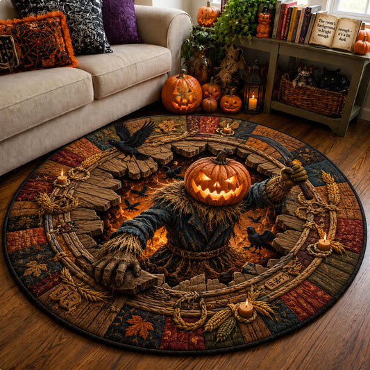 Pumpkin Reaper Harvest Horror Quilted Round Mat GFTOHNL2326
