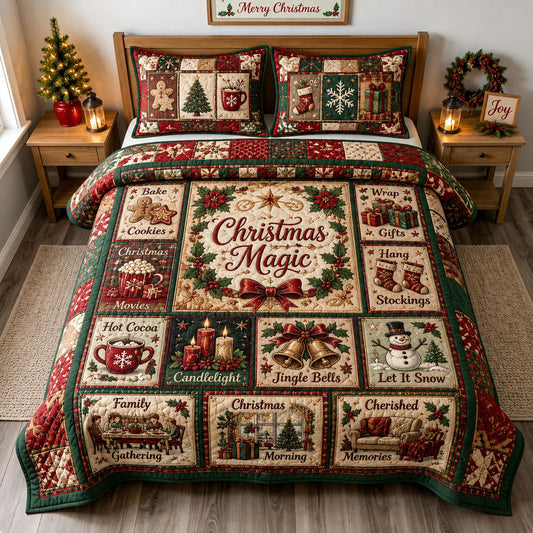 Christmas Magic Traditions 3-Piece Quilted Bedding Set GFTOHNL2331