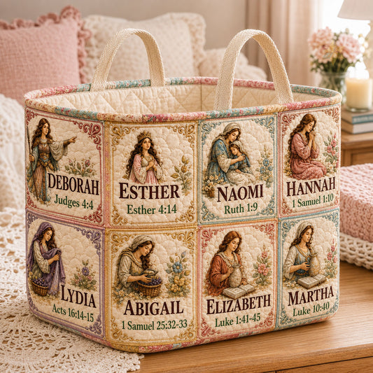 Biblical Women Of Faith Collection Quilted Storage Basket GFTOHNL2340