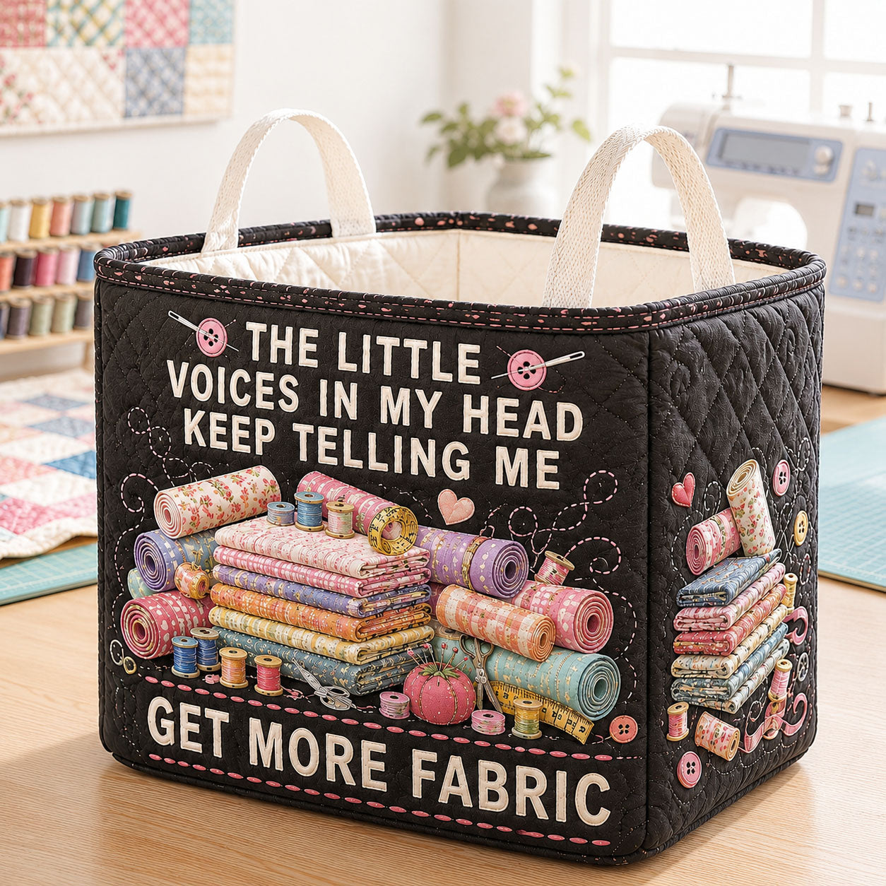 Whispers Of More Fabric Quilted Storage Basket GFTOHNL2371