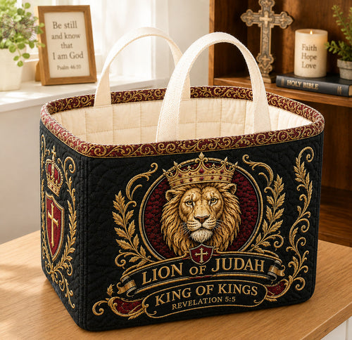 Lion Of Judah Reigns Quilted Storage Basket GFTOHNL2376