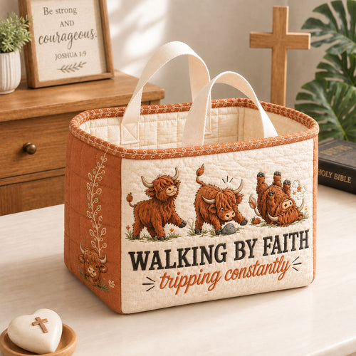 Faith Through Every Stumble Quilted Storage Basket GFTOHNL2378