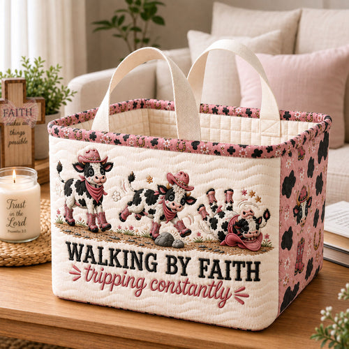 Cowgirl Faith Stumbles Quilted Storage Basket GFTOHNL2382