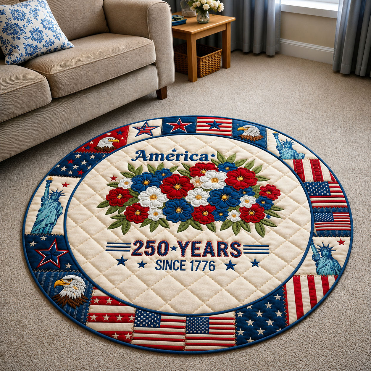 America 250 Years Quilted Round Mat GFTOHNL24