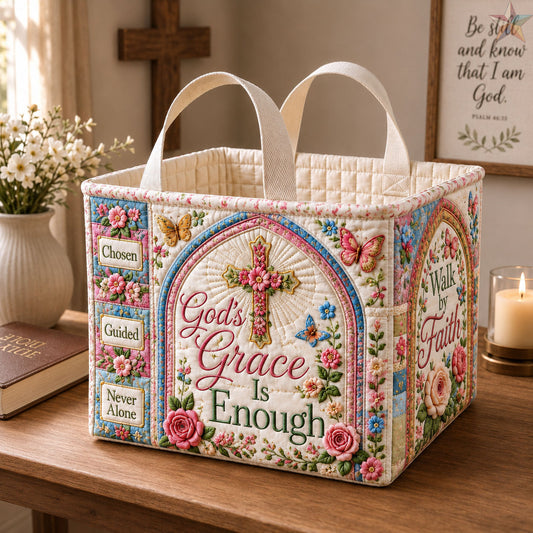 God Grace Is Enough Quilted Storage Basket GFTOHNL2404