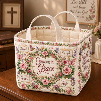 Growing In Grace Floral Quilted Storage Basket GFTOHNL2407