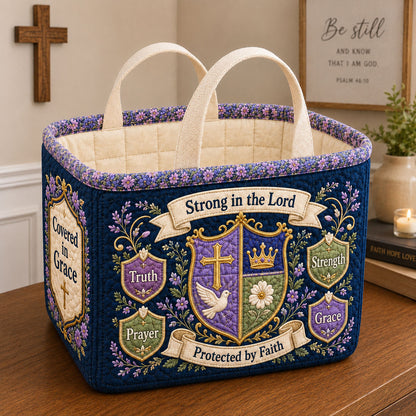 Protected By Faith Shield Quilted Storage Basket GFTOHNL2408