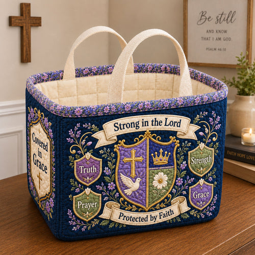 Protected By Faith Shield Quilted Storage Basket GFTOHNL2408