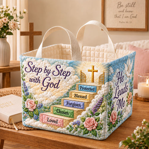 Step By Step With God Quilted Storage Basket GFTOHNL2409