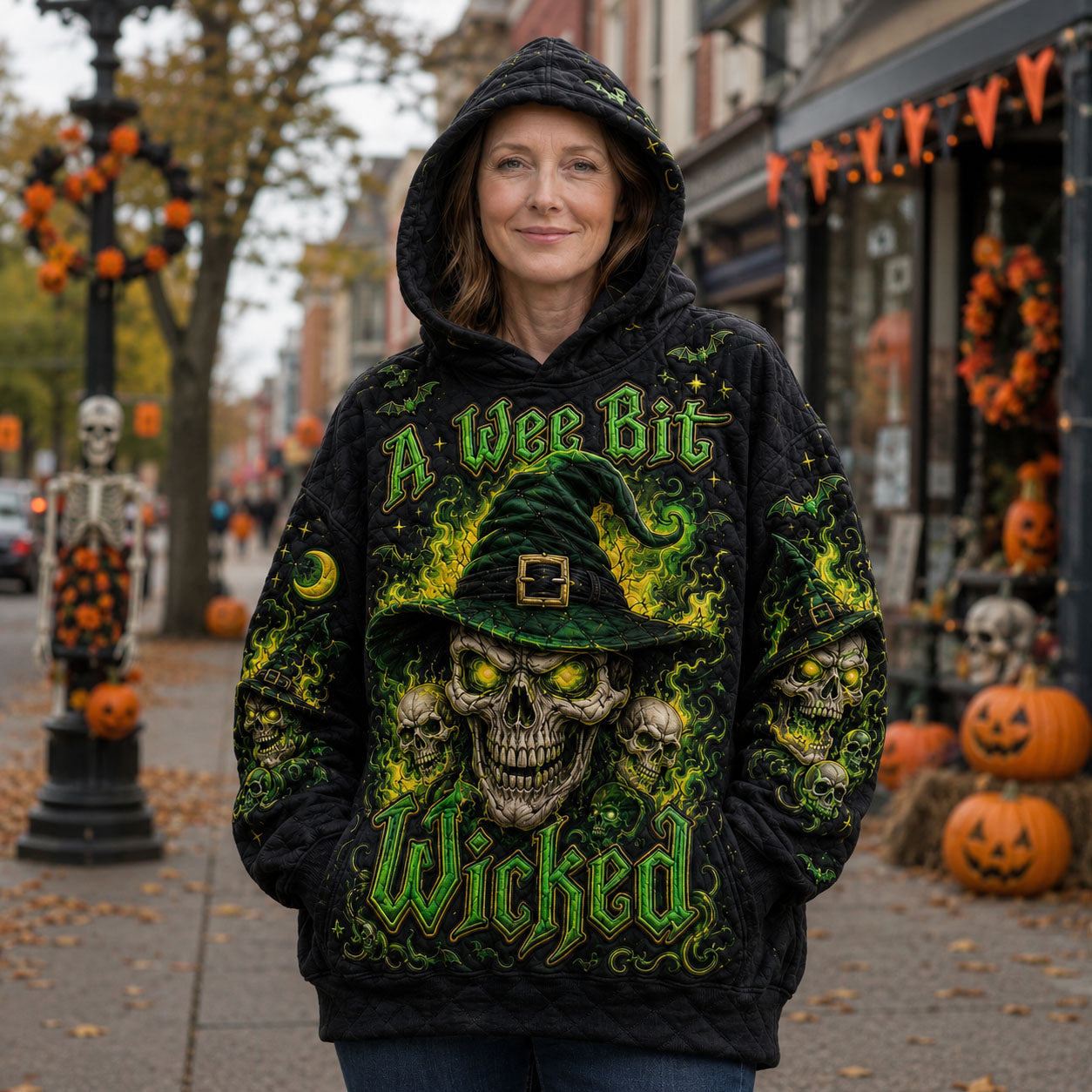 A Wee Bit Wicked Witch Skeleton Hoodie GFTOHNL2416