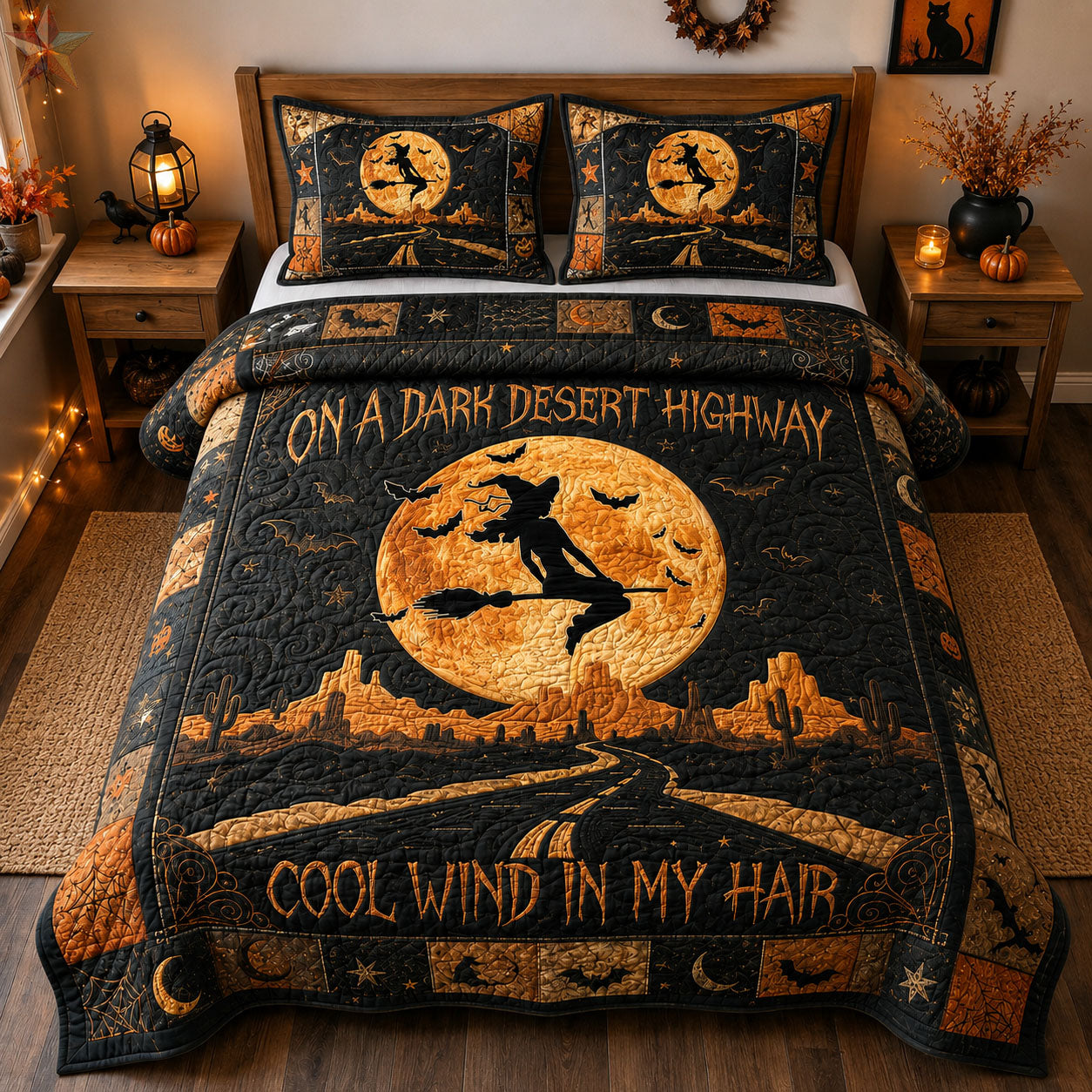 Dark Desert Highway Witch 3-Piece Quilted Bedding Set GFTOHNL2418