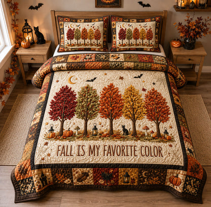 Autumn Forest Halloween 3-Piece Quilted Bedding Set GFTOHNL2421