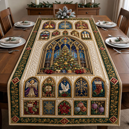 Christmas Cathedral Window Quilted Table Runner GFTOHNL2443