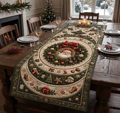 Santa Wreath Celebration Quilted Table Runner GFTOHNL2444