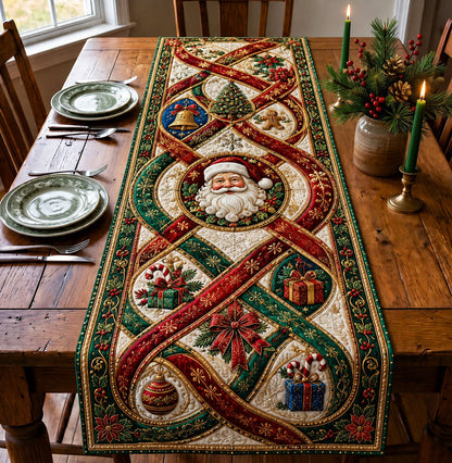 Santa Ribbon Medallion Quilted Table Runner GFTOHNL2446