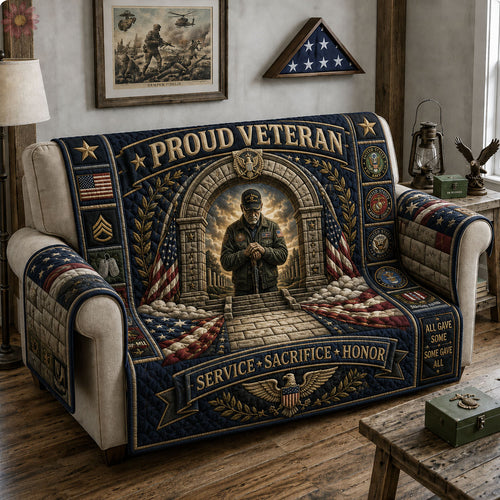 Proud Veteran Memorial Quilted Sofa Cover GFTOHNL2448