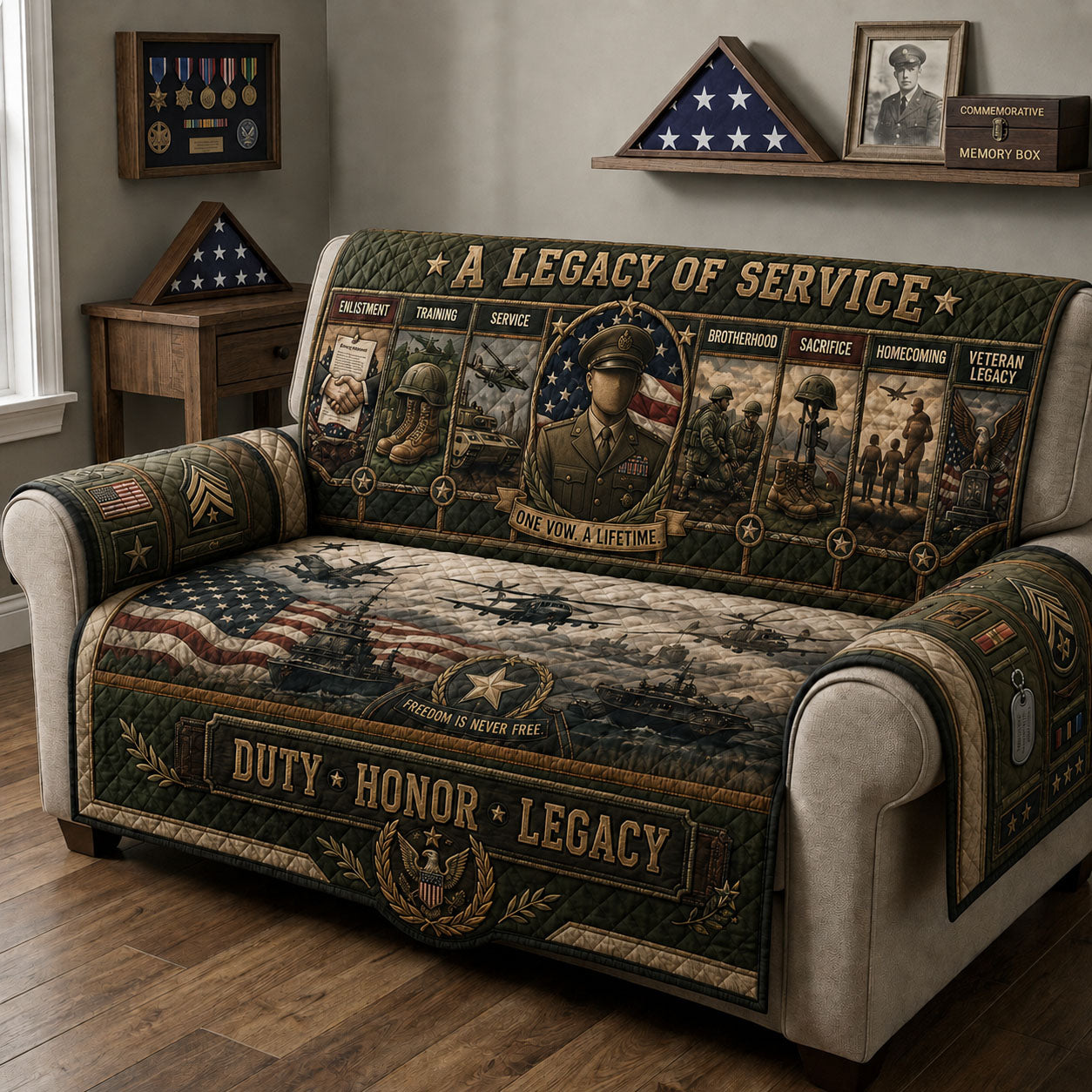 Legacy Of Service Quilted Sofa Cover GFTOHNL2449