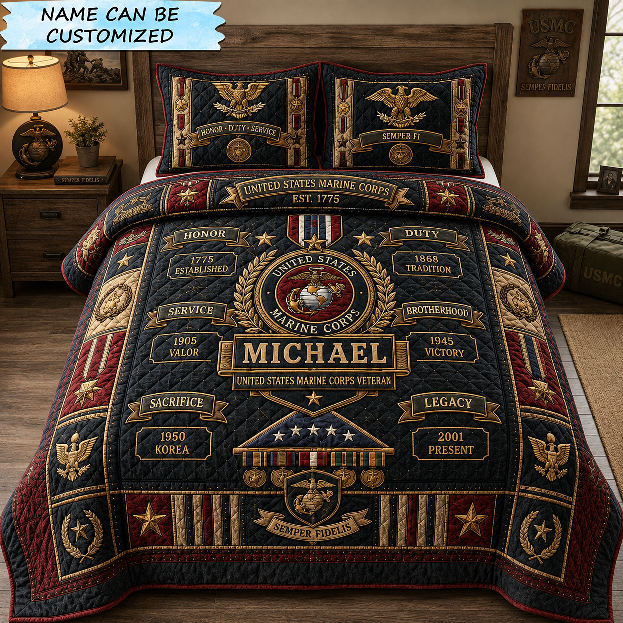 Semper Fidelis Heritage 3-Piece Quilted Bedding Set QTCUZ GFTOHNL2470
