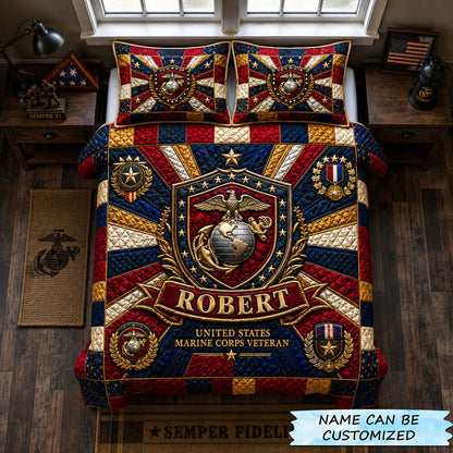 Marine Valor Shield 3-Piece Quilted Bedding Set QTCUZ GFTOHNL2471