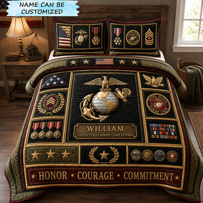 Honor Courage Commitment 3-Piece Quilted Bedding Set QTCUZ GFTOHNL2473