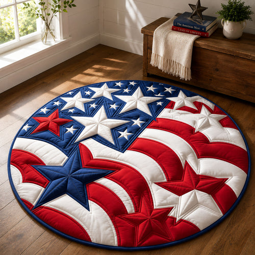 America Flag Stars Quilted Round Mat GFTOHNL25