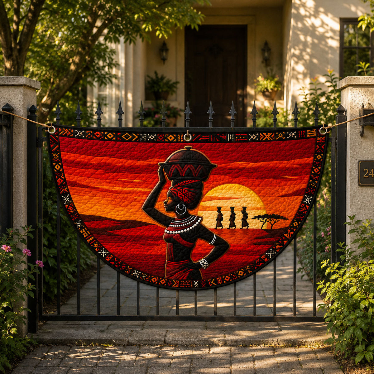 Sunset Melanin Queen Fan Flag GFTOHNL250
