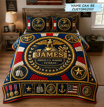 Semper Fidelis Marine Legacy 3-Piece Quilted Bedding Set QTCUZ GFTOHNL2505
