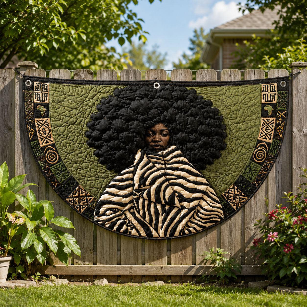 Afro Melanin Zebra Fan Flag GFTOHNL252