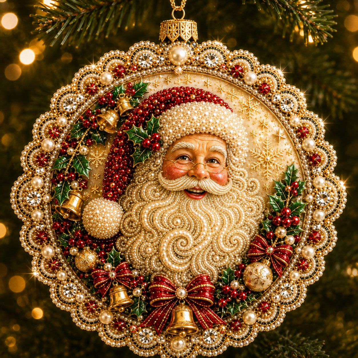 Santa Wreath Christmas Christmas Mica Ornament GFTOHNL2561